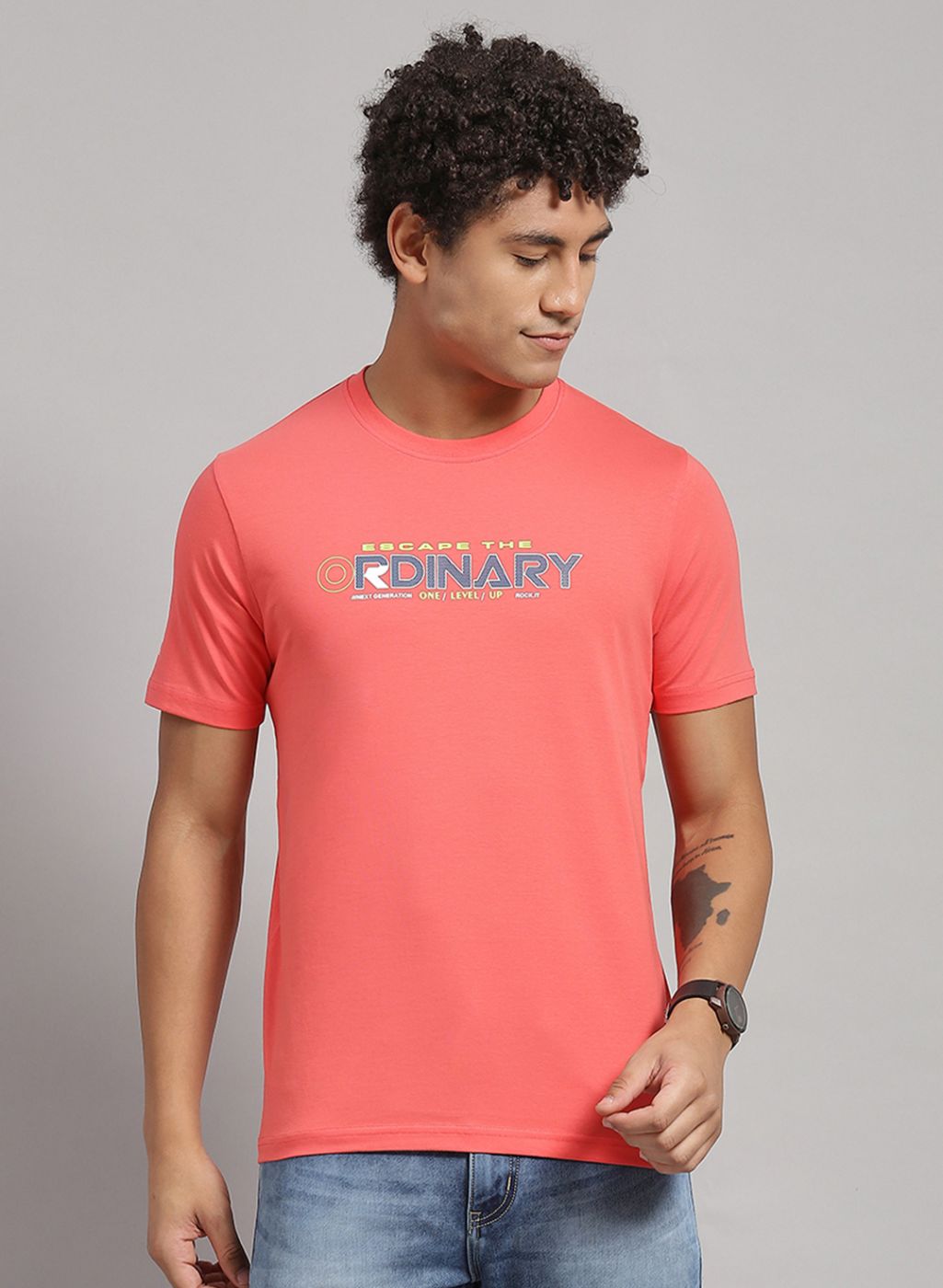 Rock.it Men Yellow Printed T-Shirt 2 Pc