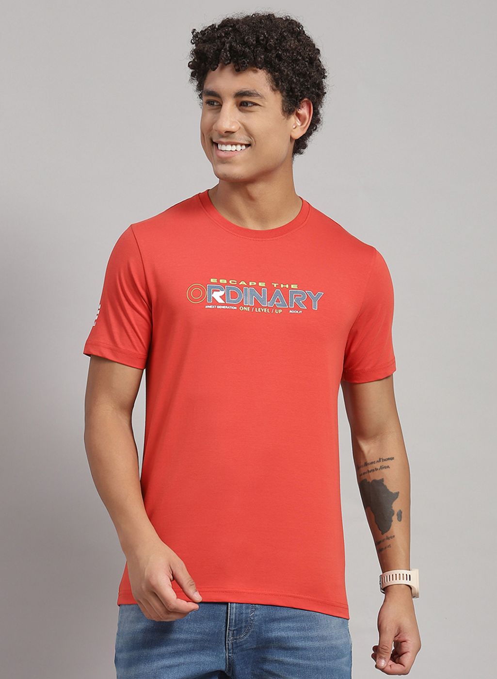 Rock.it Men Orange Printed T-Shirt 2 Pc