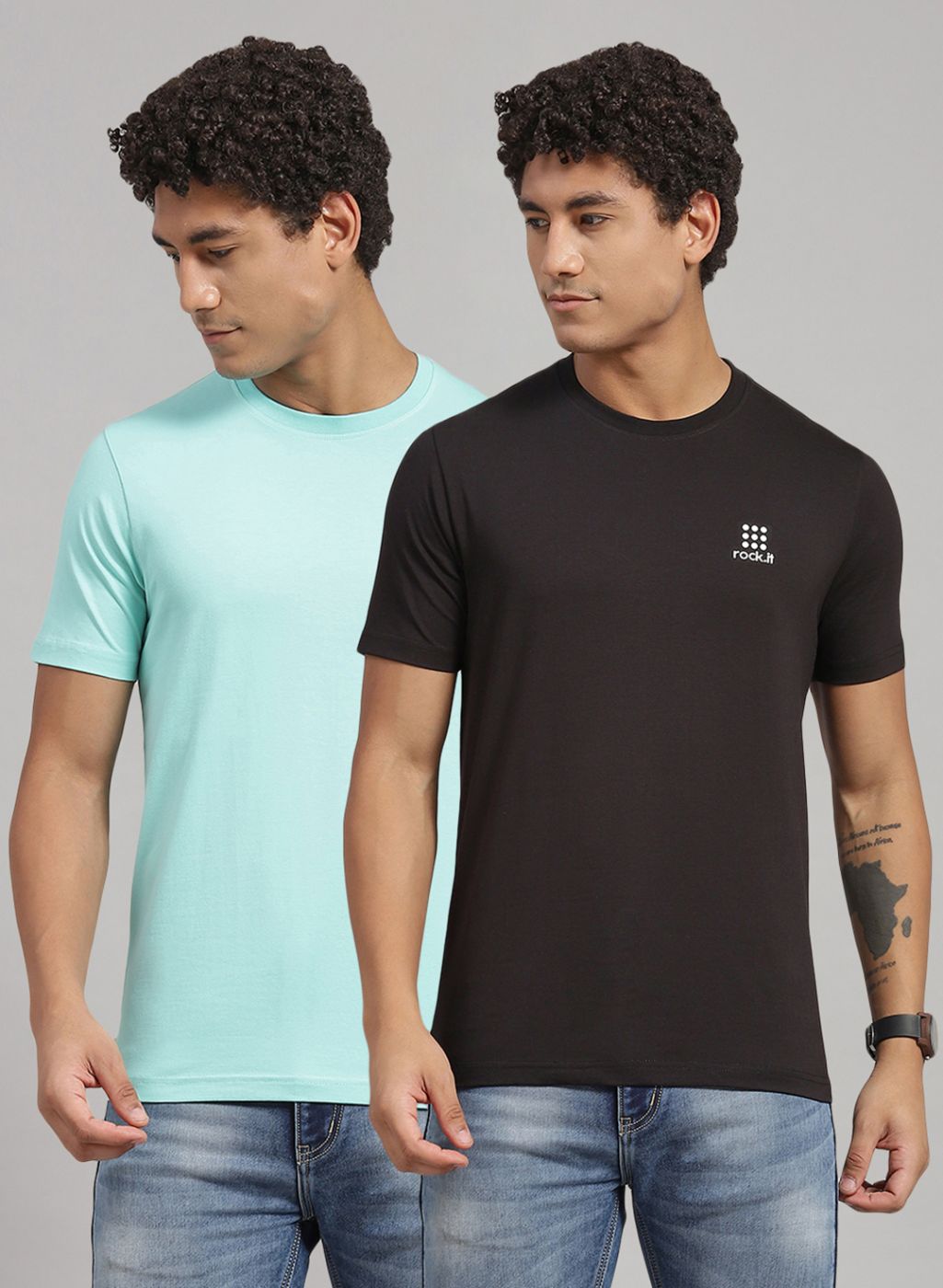 Rock.it Men Green Solid T-Shirt 2 Pc