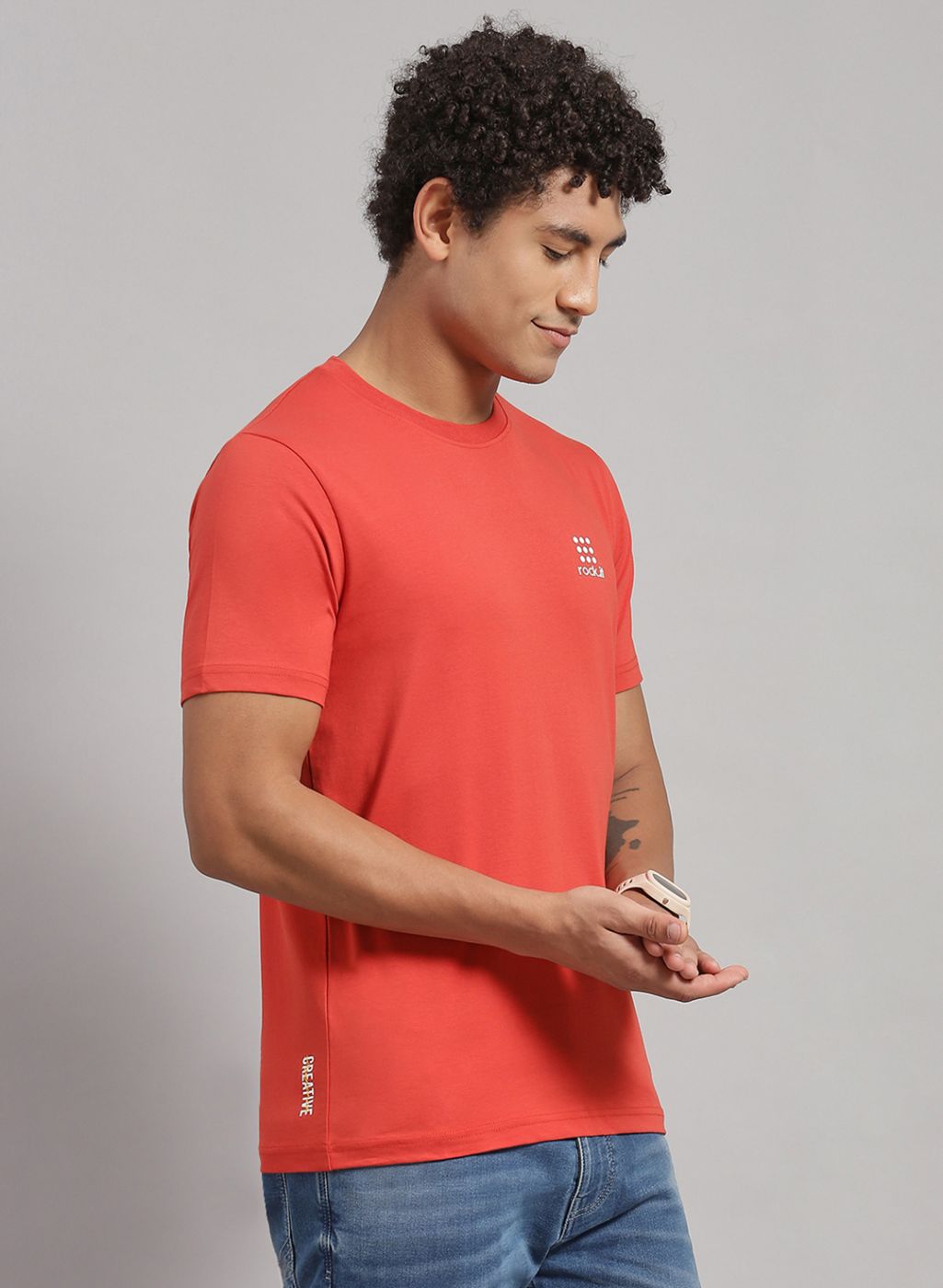 Rock.it Men Orange Solid T-Shirt 2 Pc