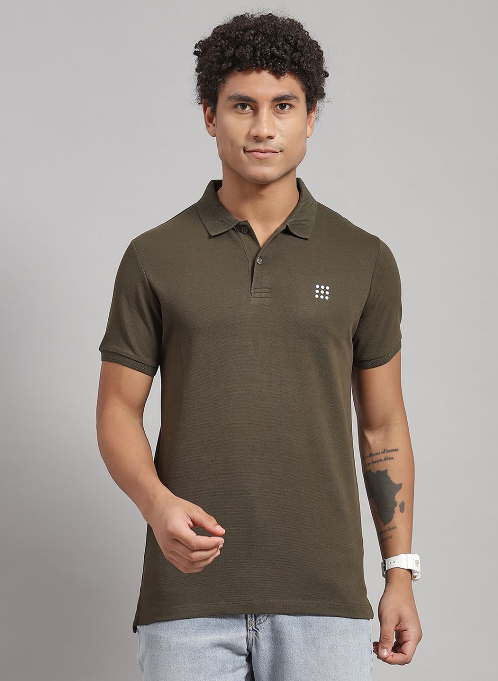 Rock.it Men Olive Solid T-Shirt