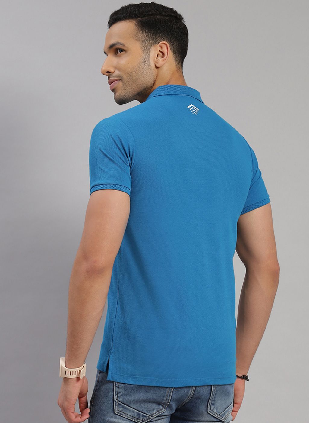 Rock.it Men Turquoise Blue Solid T-Shirt