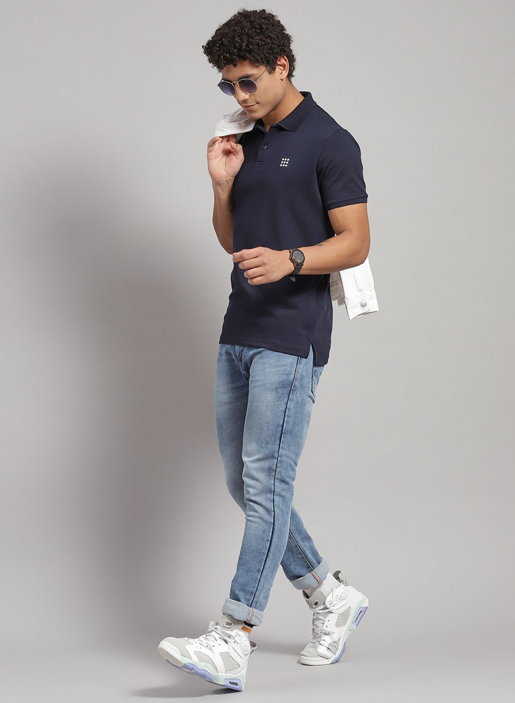 Rock.it Men Navy Blue Solid T-Shirt