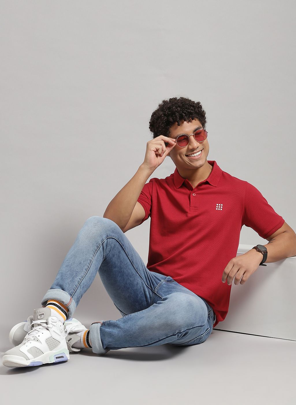 Rock.it Men Maroon Solid T-Shirt