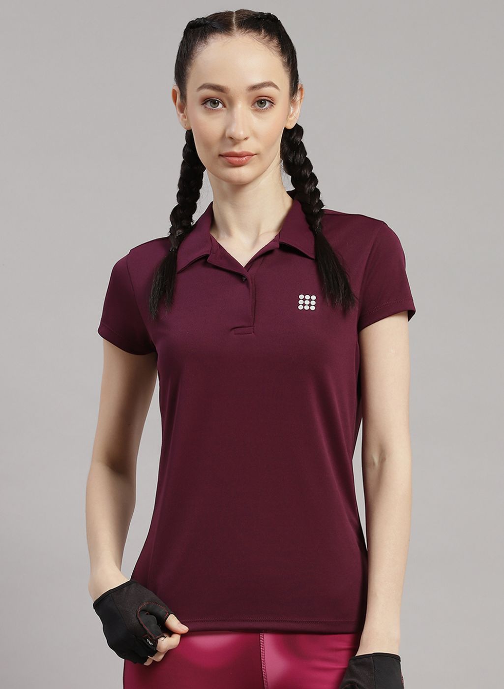 Rock.it Women Maroon Solid T-Shirt