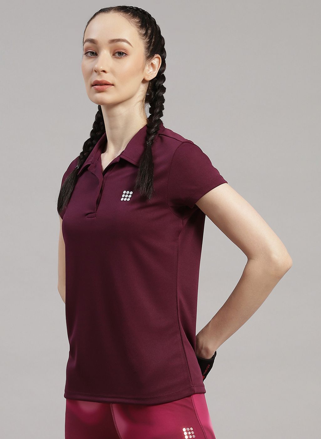 Rock.it Women Maroon Solid T-Shirt