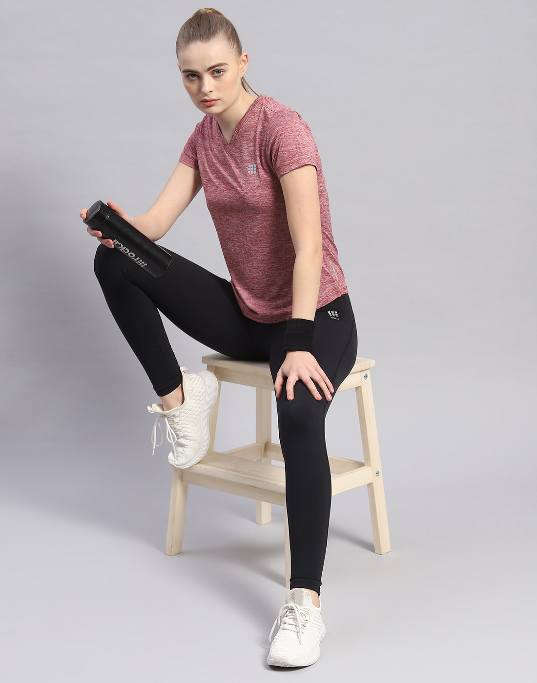 Rock.it Women Maroon Solid V Neck Half Sleeve Top