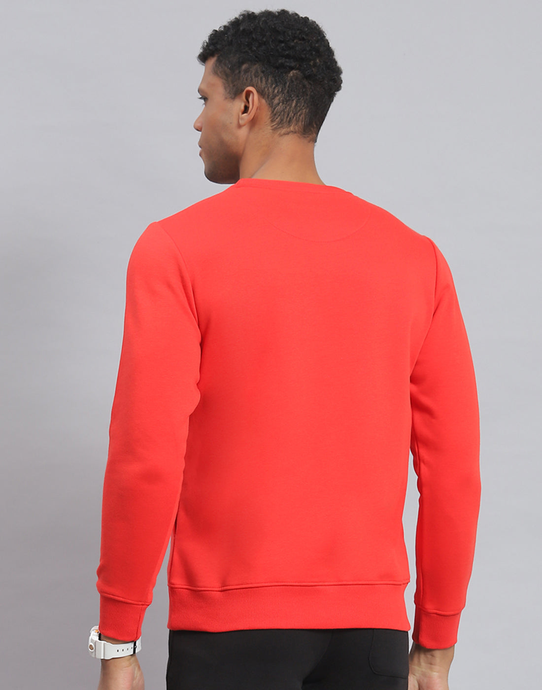 Rock.it Men Red Solid Round Neck Full Sleeve Sweatshirt
