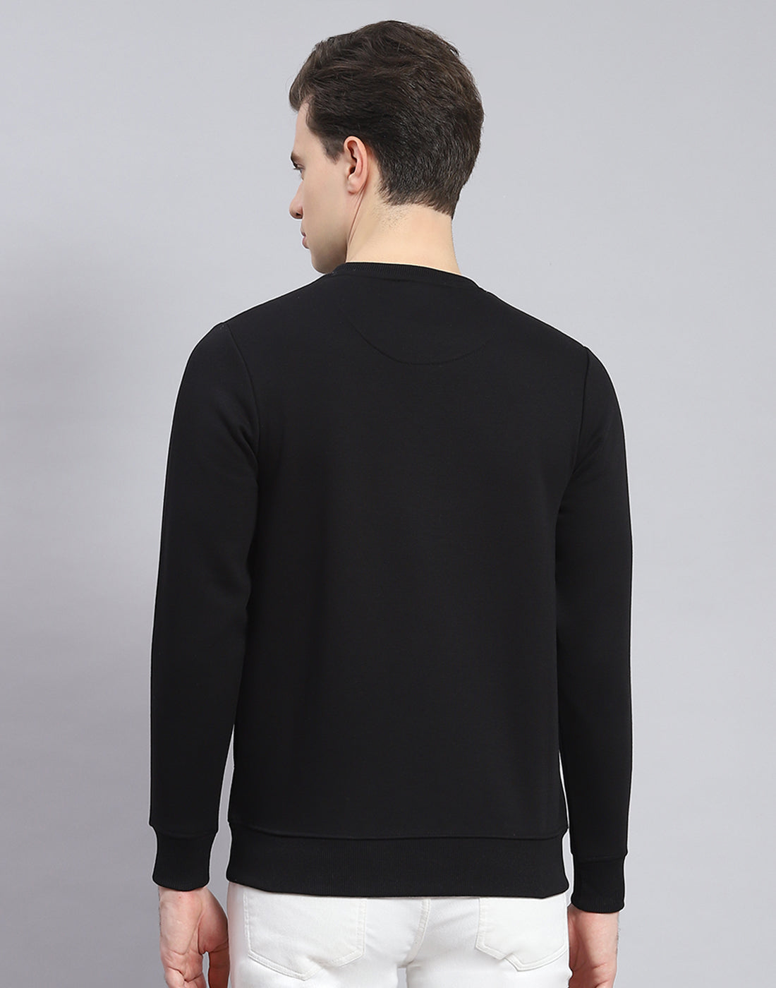 Rock.it Men Black Solid Round Neck Full Sleeve Sweatshirt