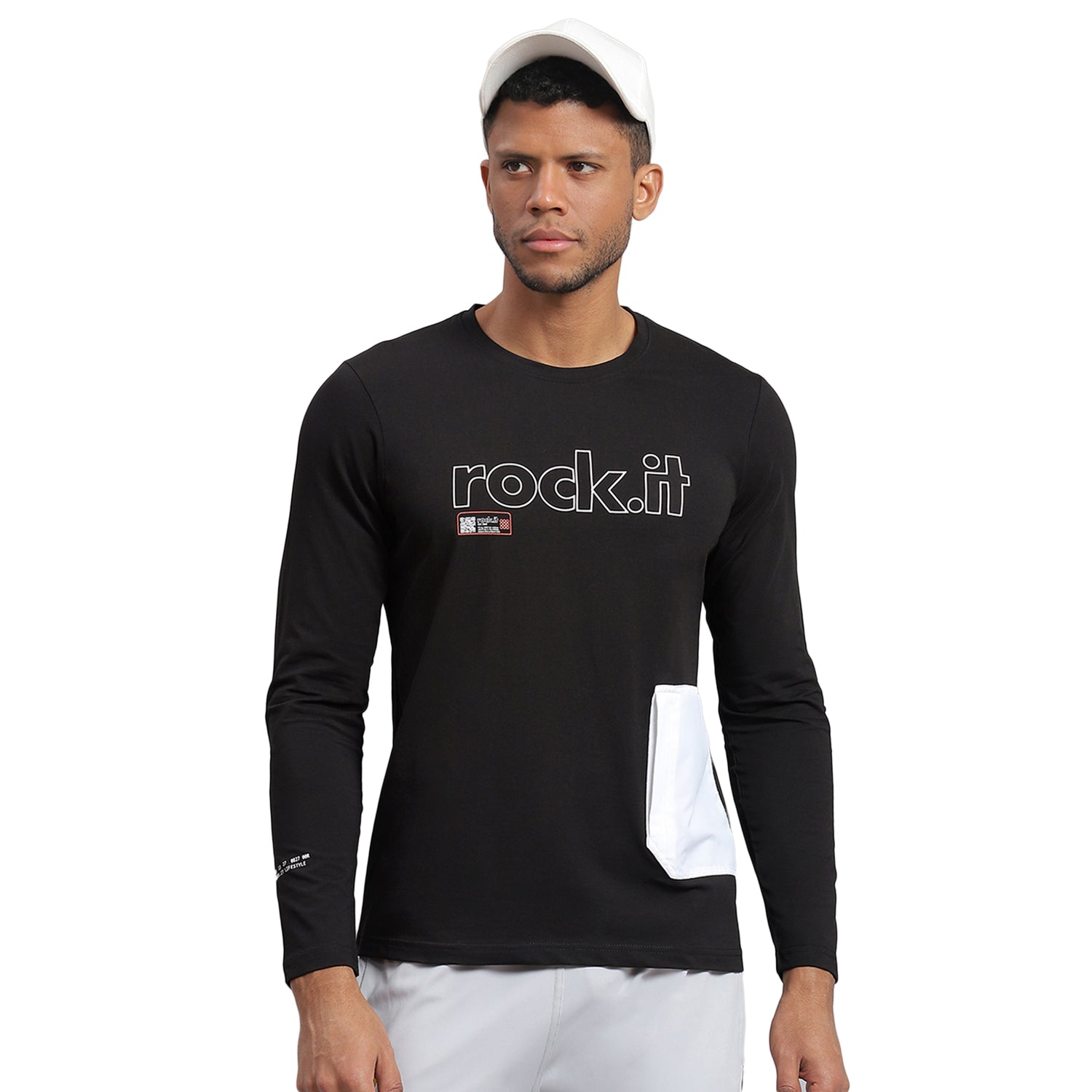 Rock.it Men Black Printed Round Neck Full Sleeve Active T-Shirt