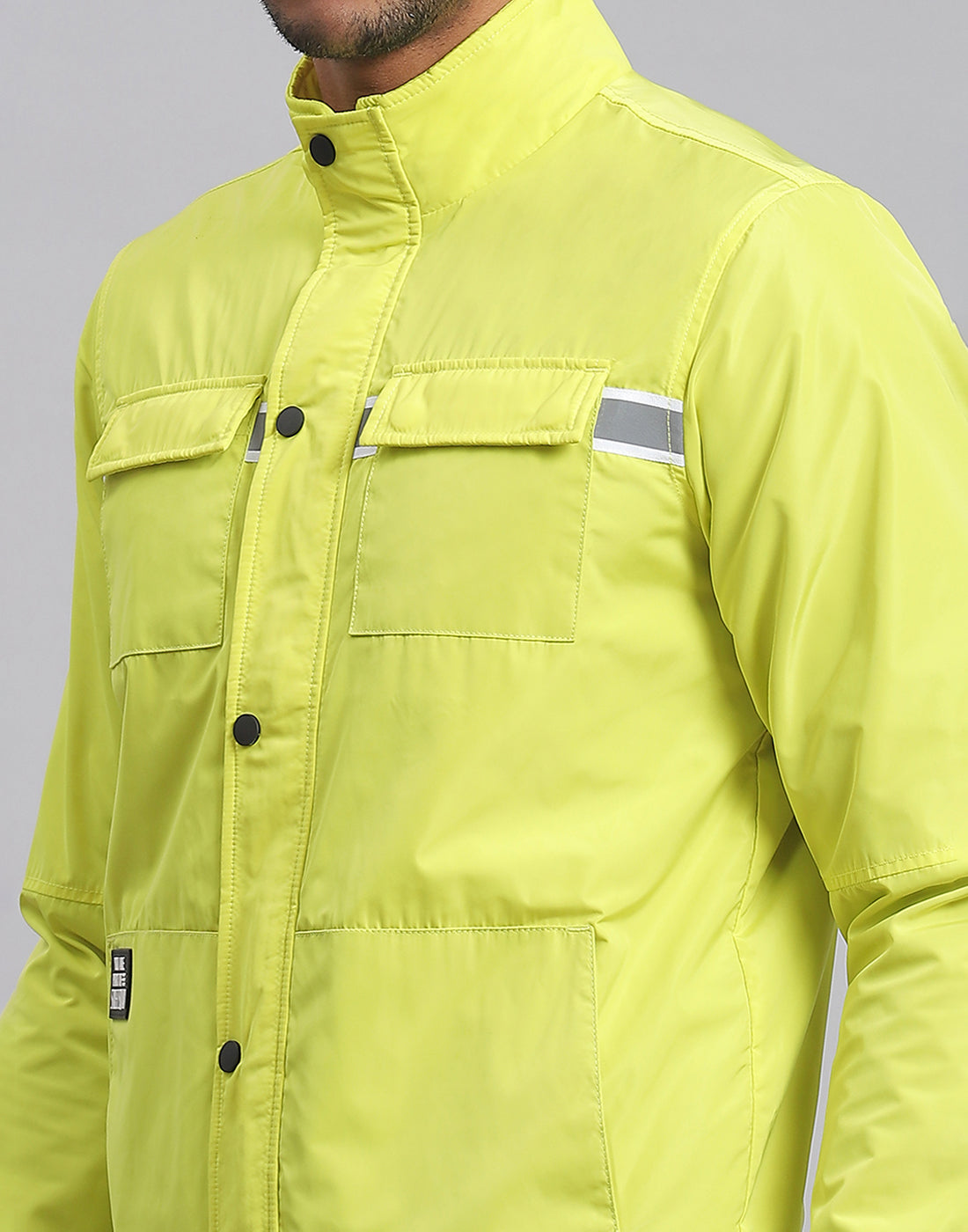 Rock.it Men Green Solid Stand Collar Full Sleeve Jacket