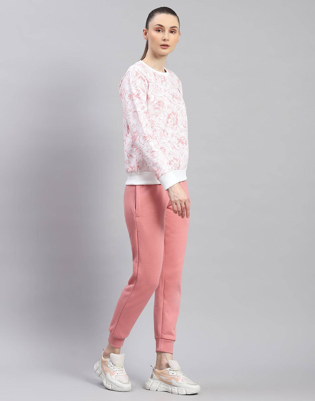 Rock.it Women Pink Printed Round Neck Full Sleeve Cords Set