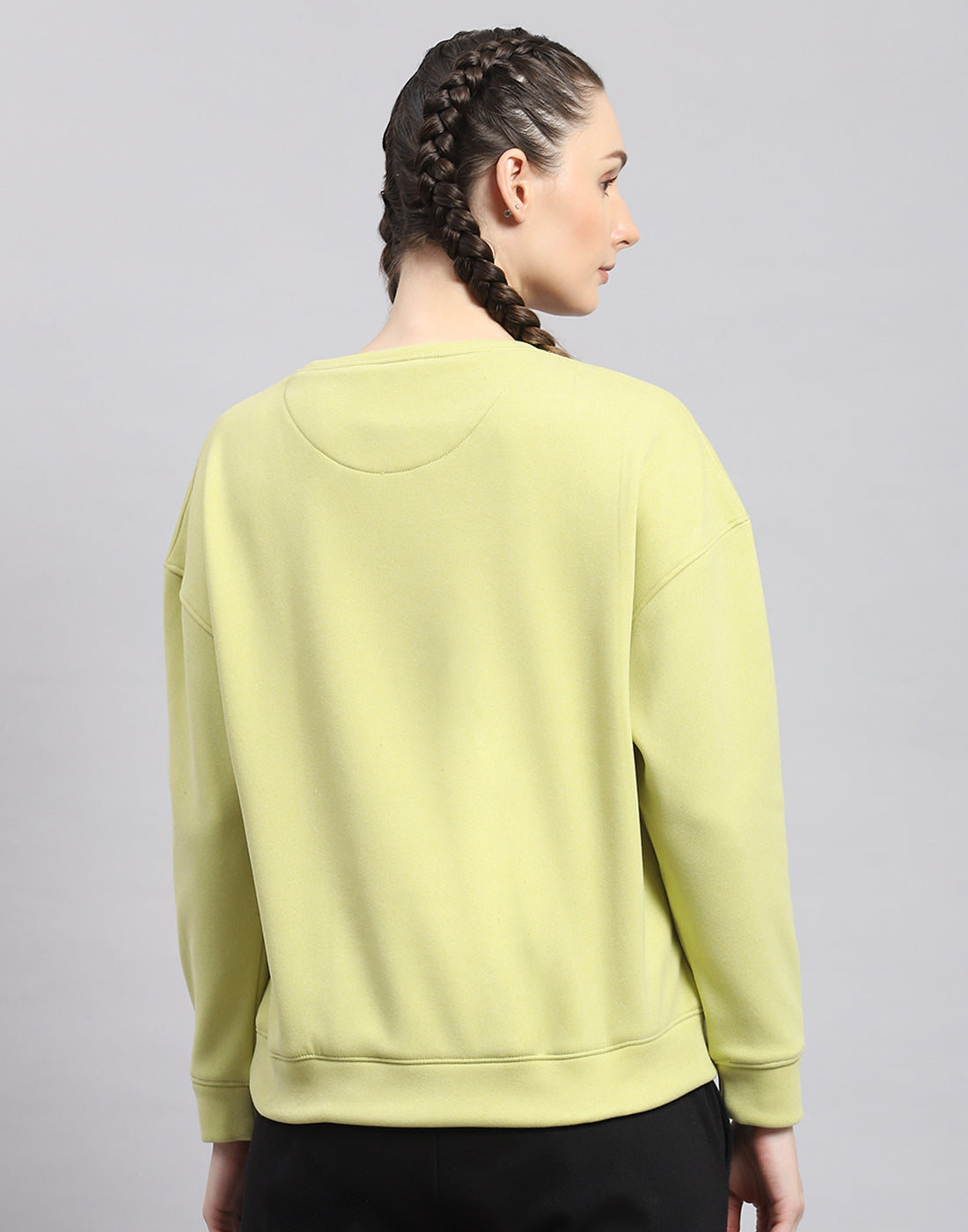 Rock.it Women Green Solid Round Neck Full Sleeve Sweatshirt
