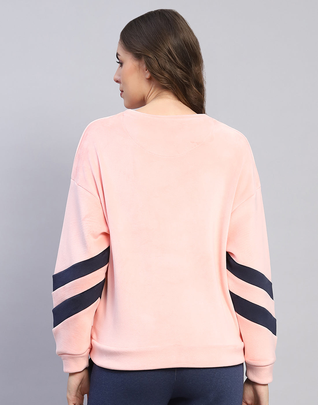 Rock.it Women Pink Solid Round Neck Full Sleeve Sweatshirt