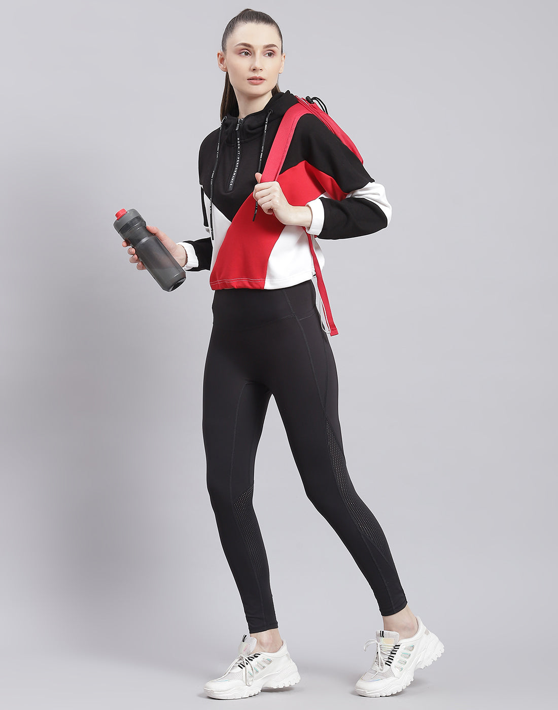 Rock.it Women Black Solid Hooded Full Sleeve Sweatshirt