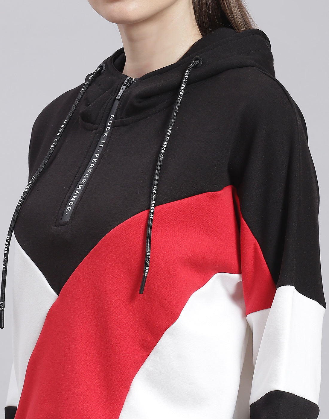 Rock.it Women Black Solid Hooded Full Sleeve Sweatshirt