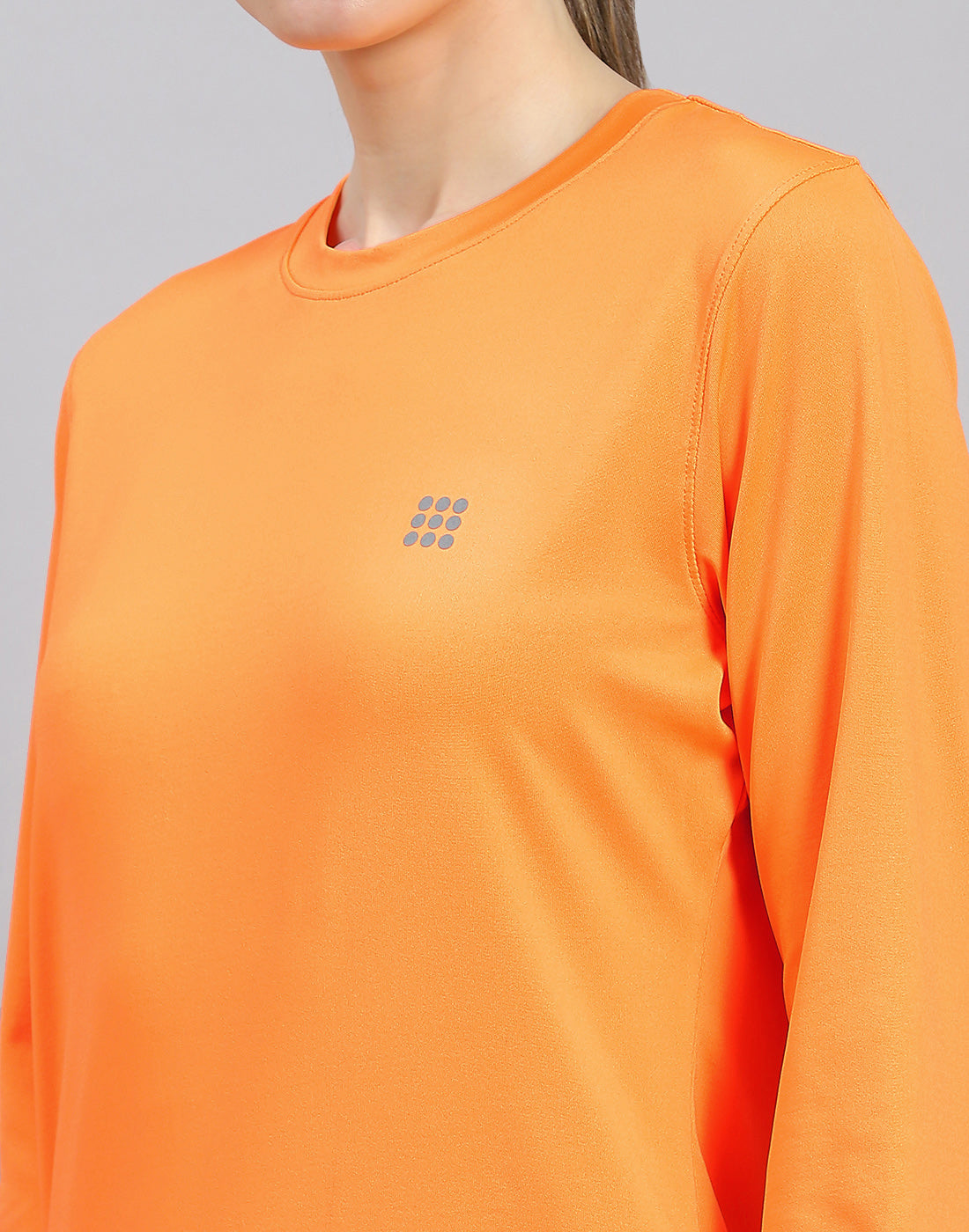 Rock.it Women Orange Solid Round Neck Full Sleeve Top