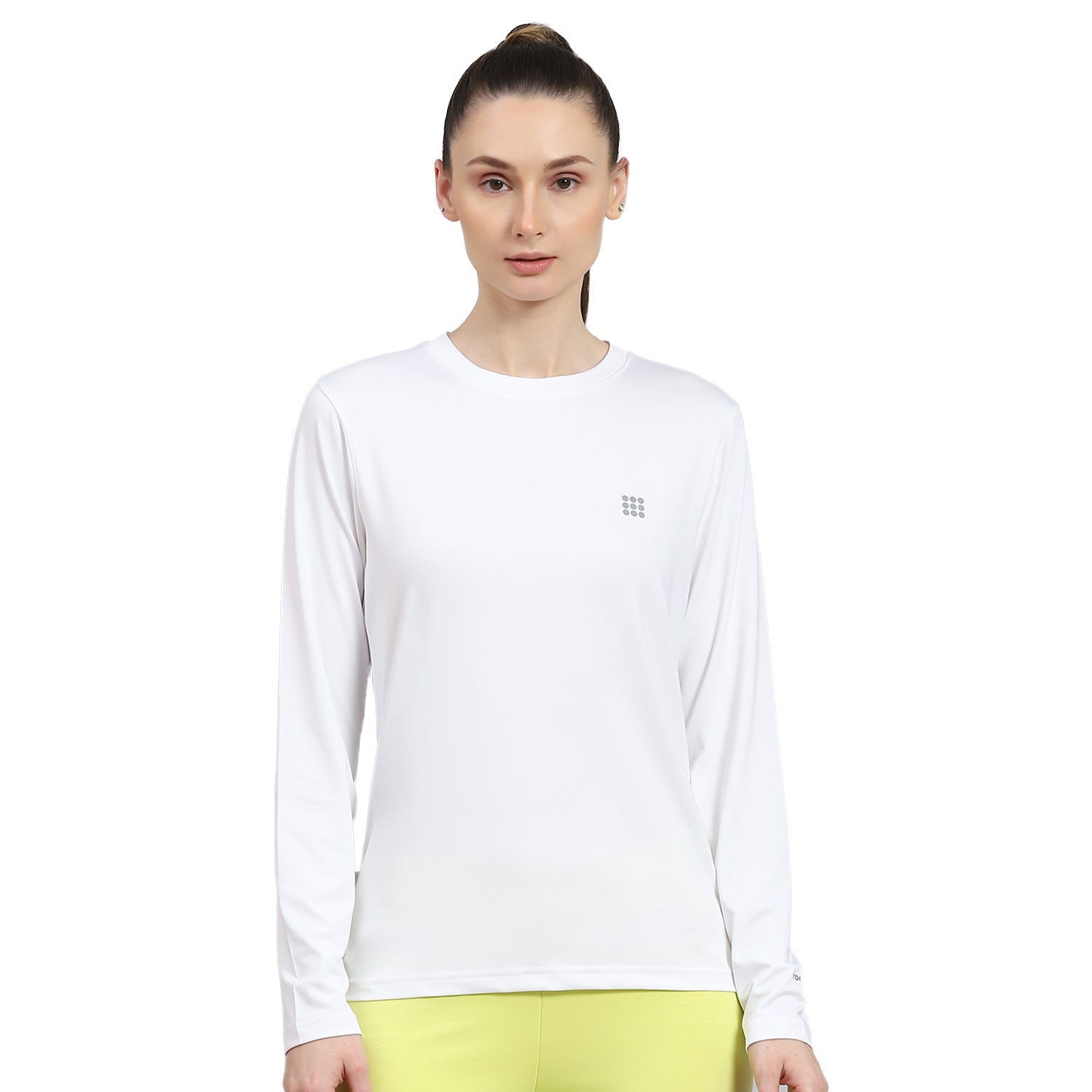 Rock.it Women White Solid Round Neck Full Sleeve Top