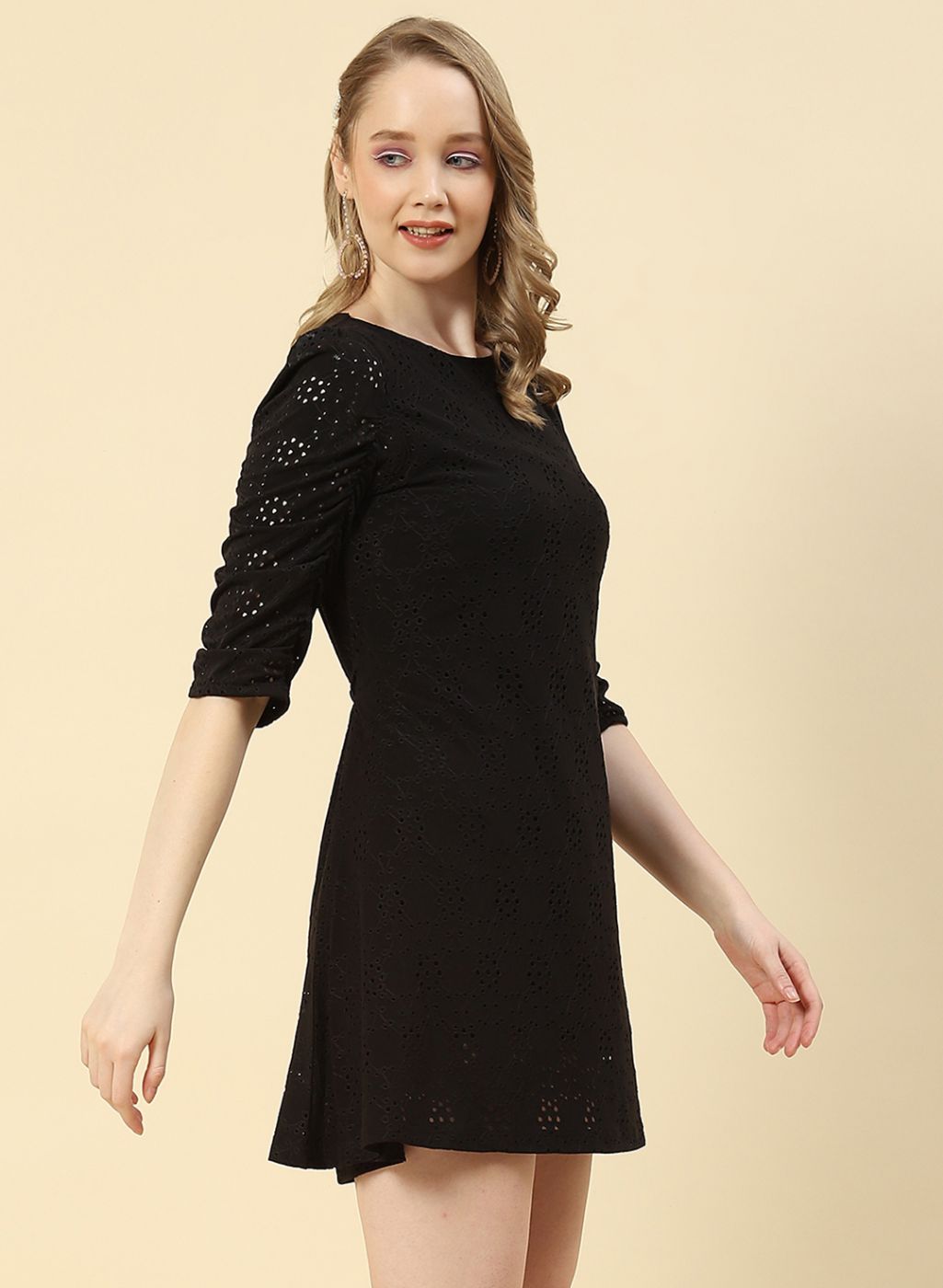 Women Black Jaquard Dress
