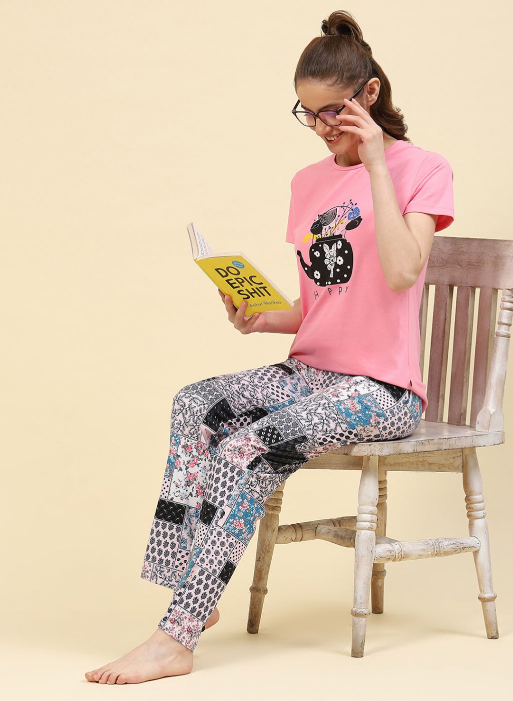 Women Pink Printed Lower Set