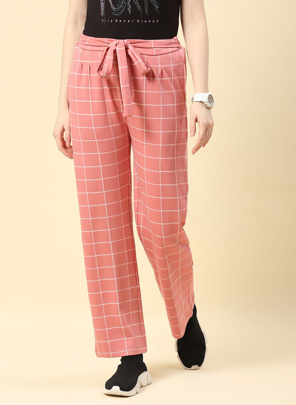 Women Pink Jaquard Plazzo