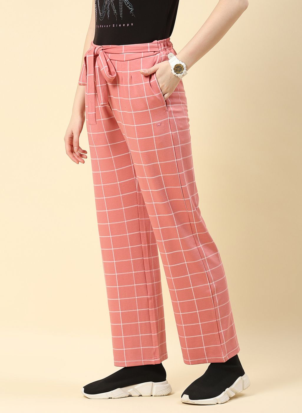 Women Pink Jaquard Plazzo