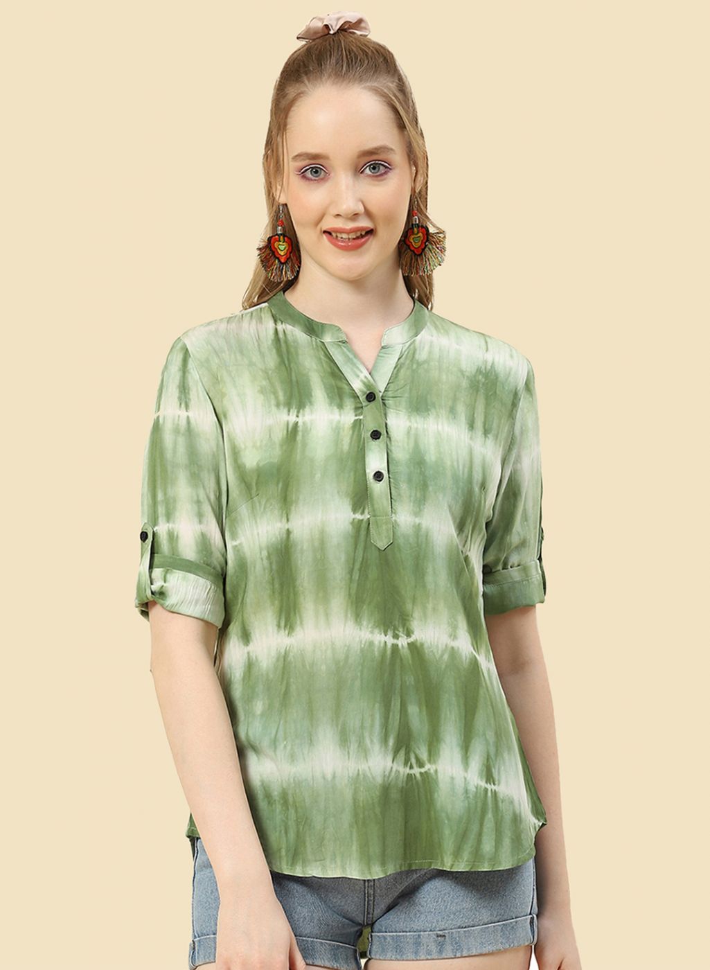 Women Green Printed Top