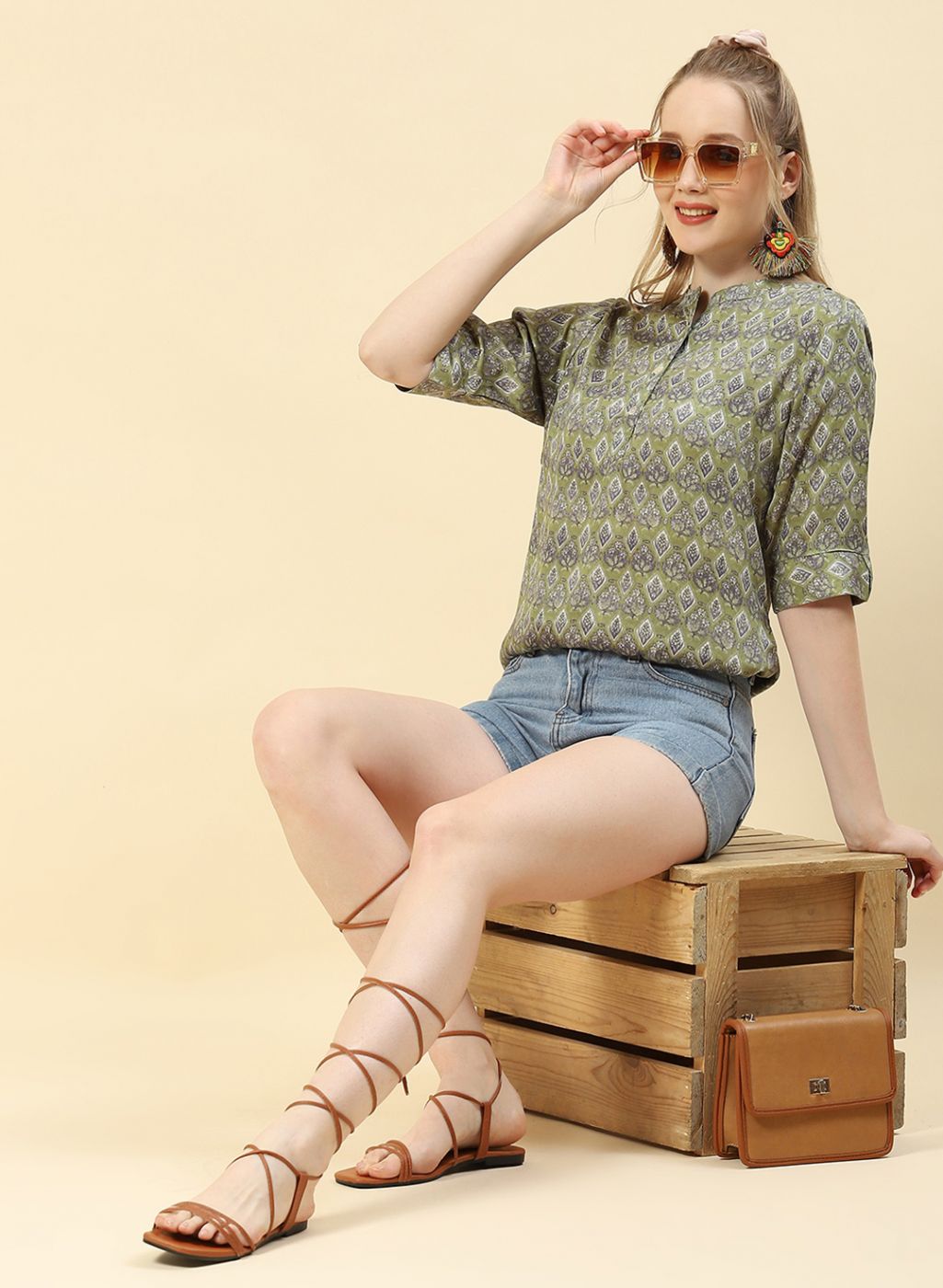 Women Green Printed Top