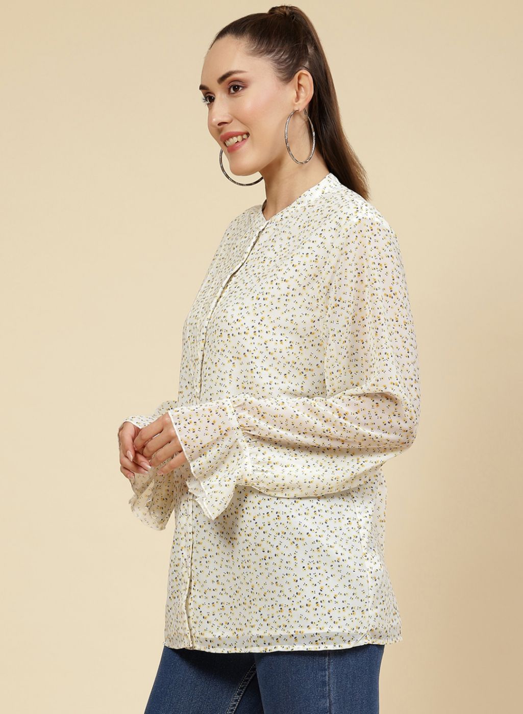 Women Yellow Printed Top