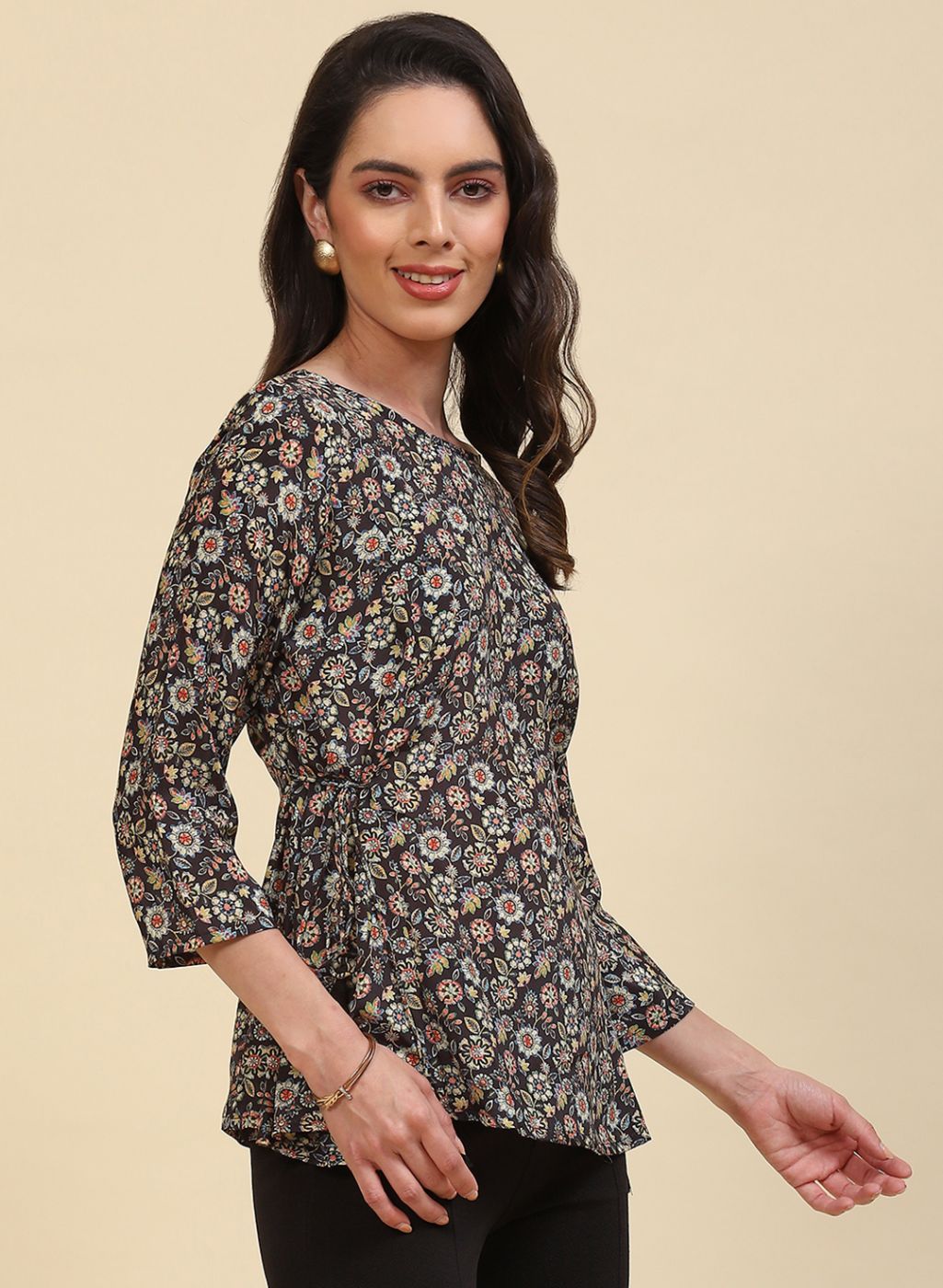 Women Black Printed Top