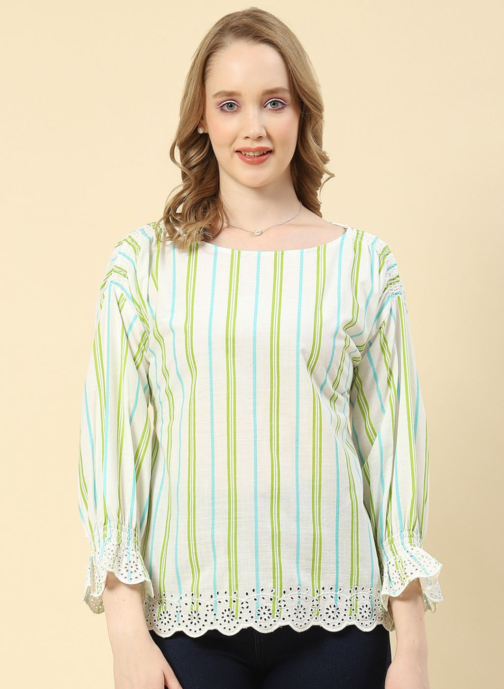 Women Green Printed Top