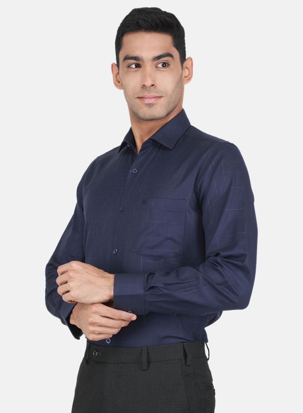 Men NAvy Blue Solid Shirt