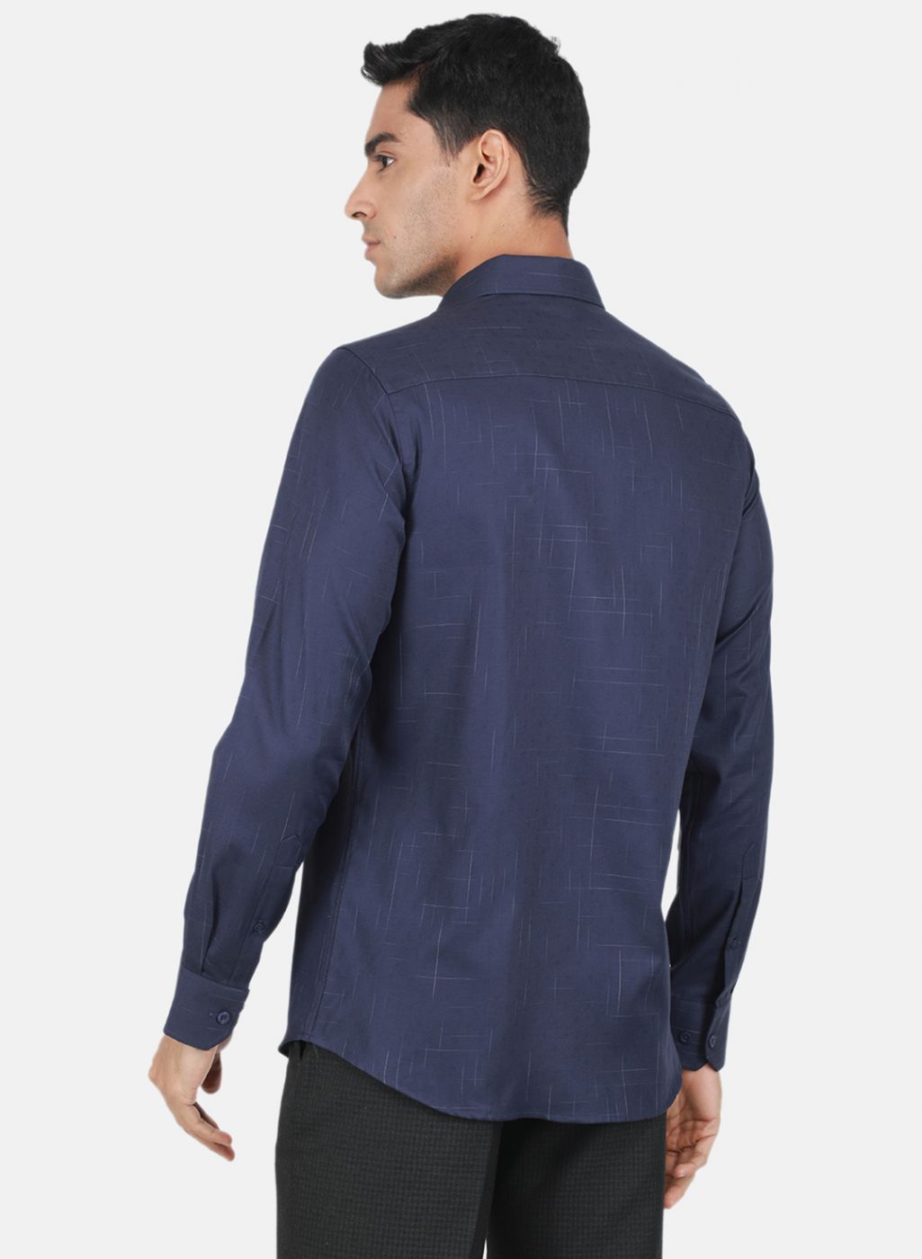 Men NAvy Blue Solid Shirt