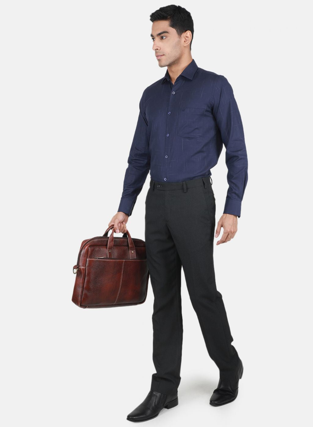 Men NAvy Blue Solid Shirt