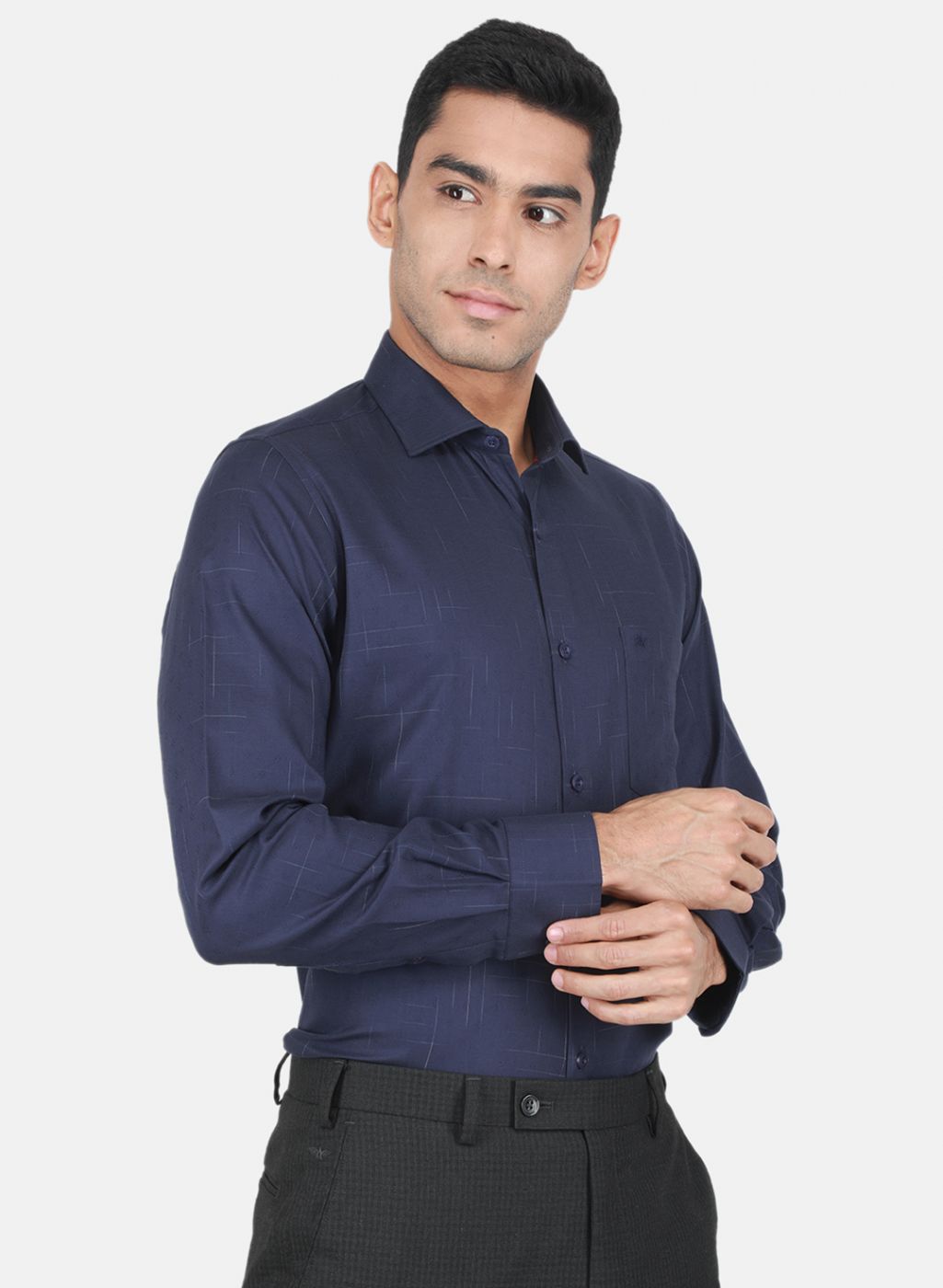 Men NAvy Blue Solid Shirt