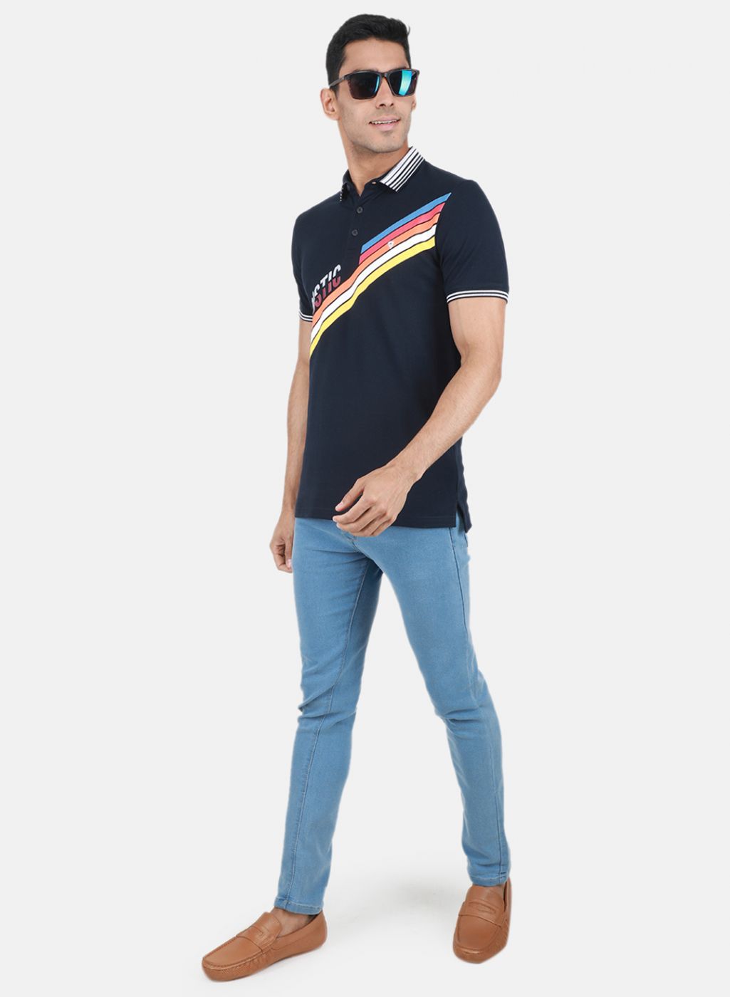 Men NAvy Blue Printed T-Shirt