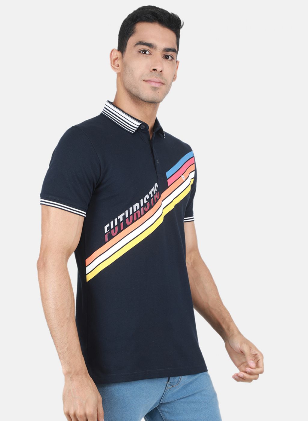 Men NAvy Blue Printed T-Shirt