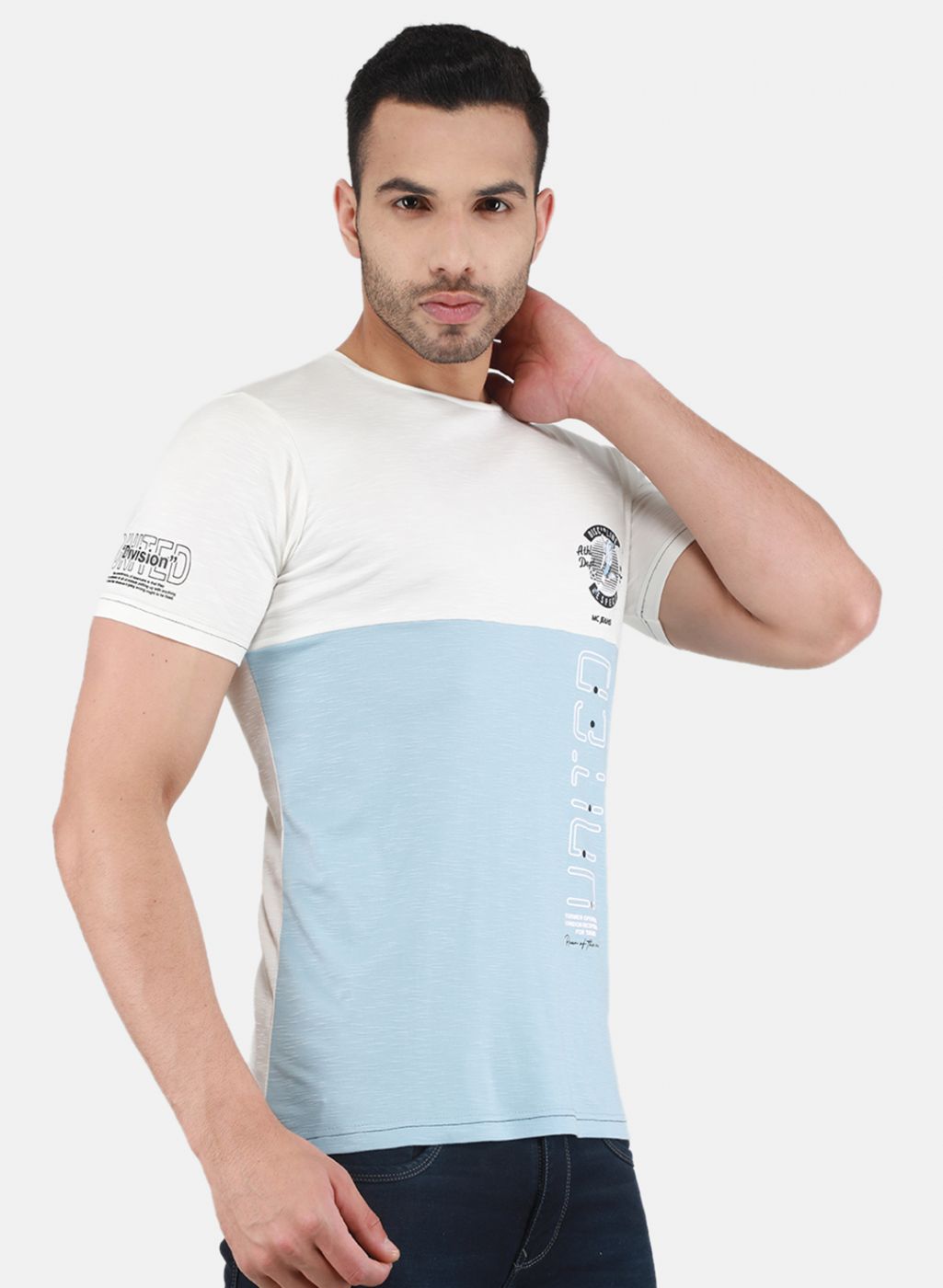 Men Blue Printed T-Shirt