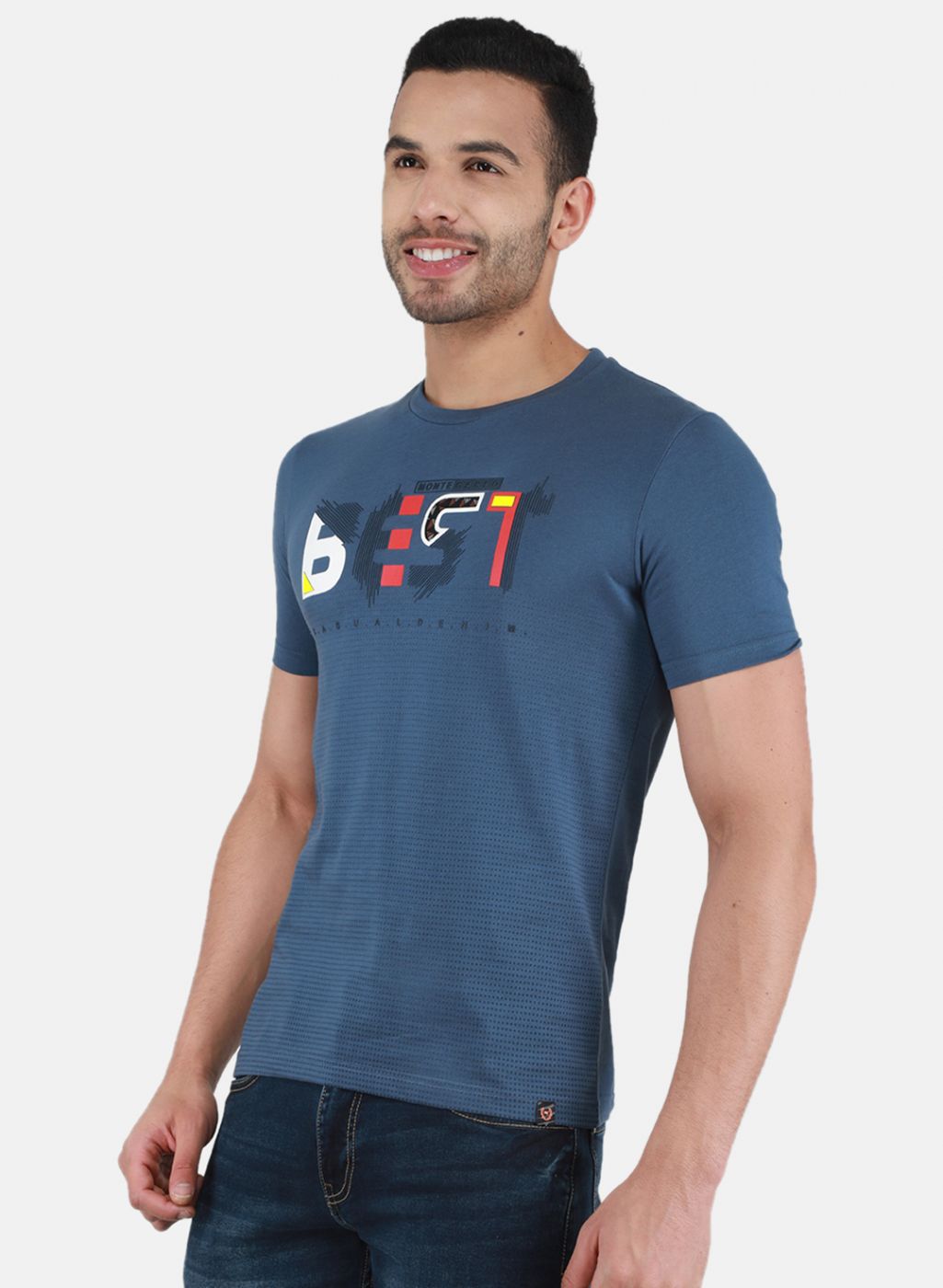 Men Blue Printed T-Shirt