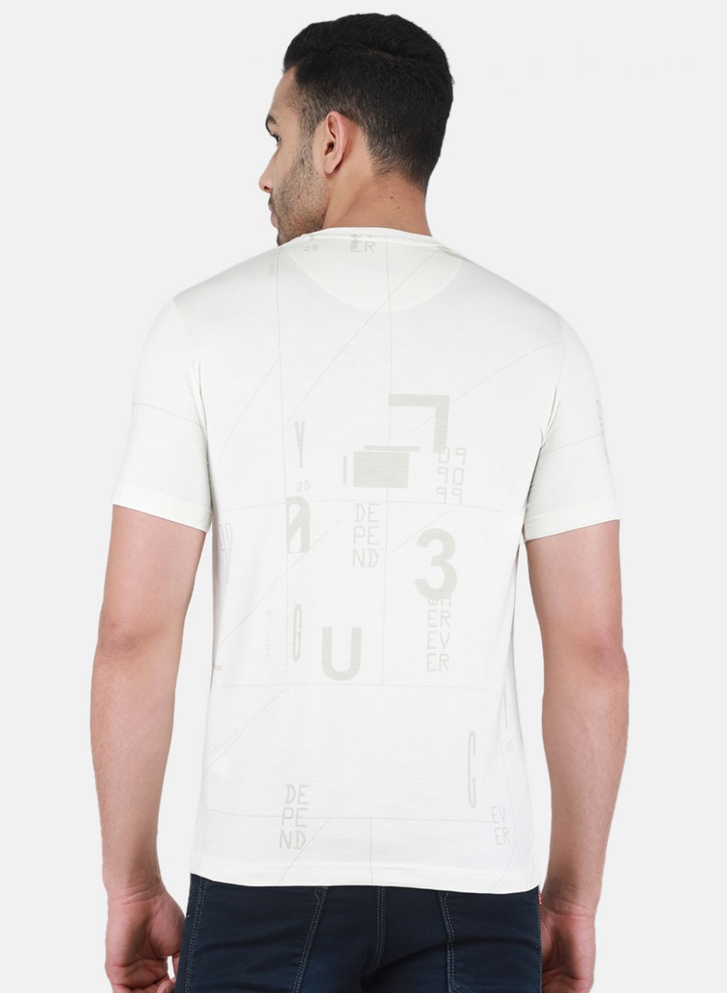 Men White Printed T-Shirt