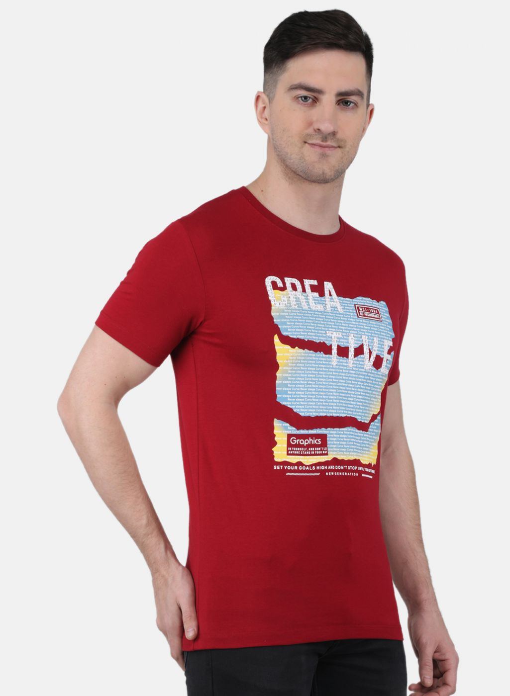 Men Maroon Printed T-Shirt