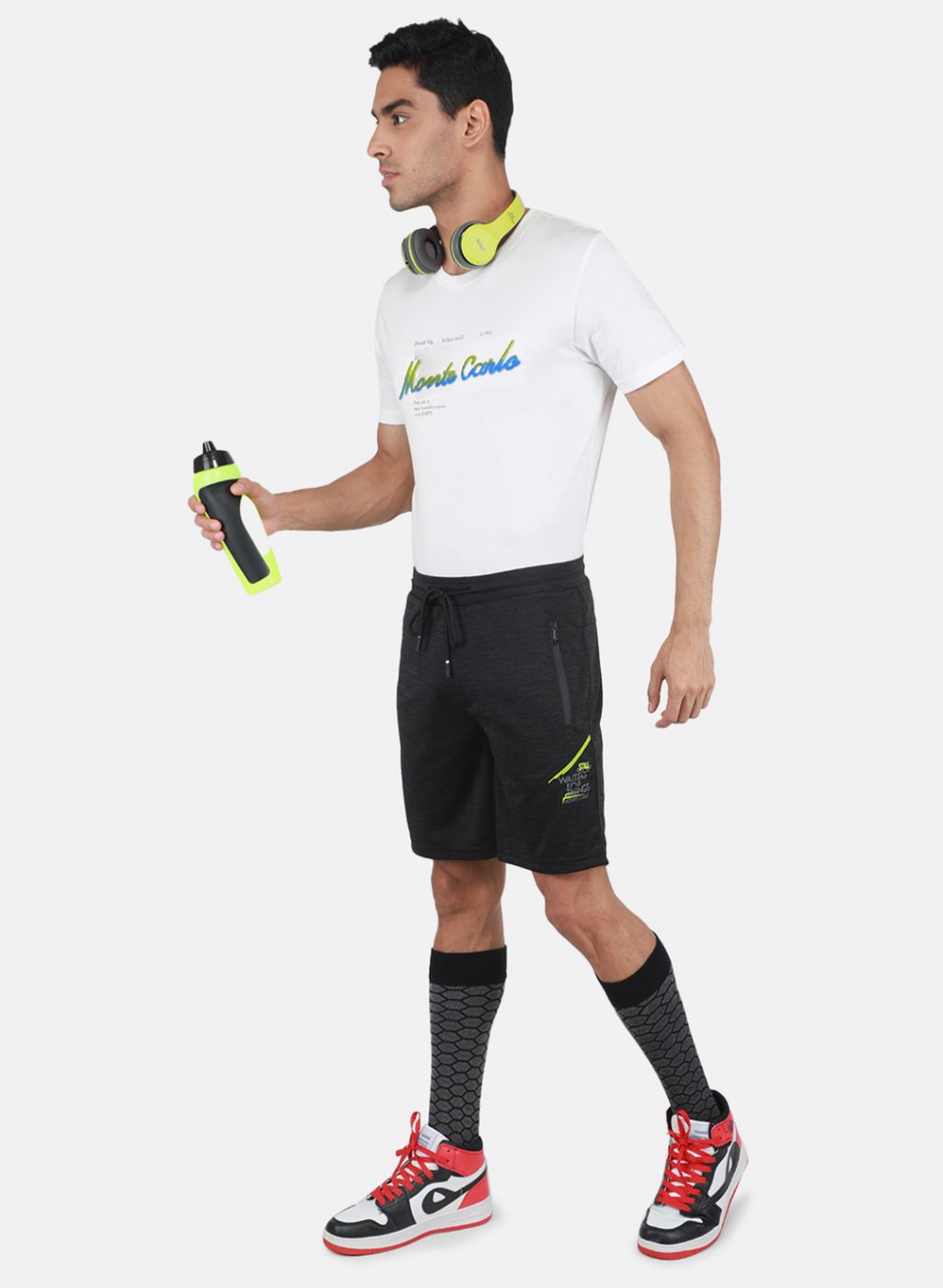 Men Black Solid Bermuda