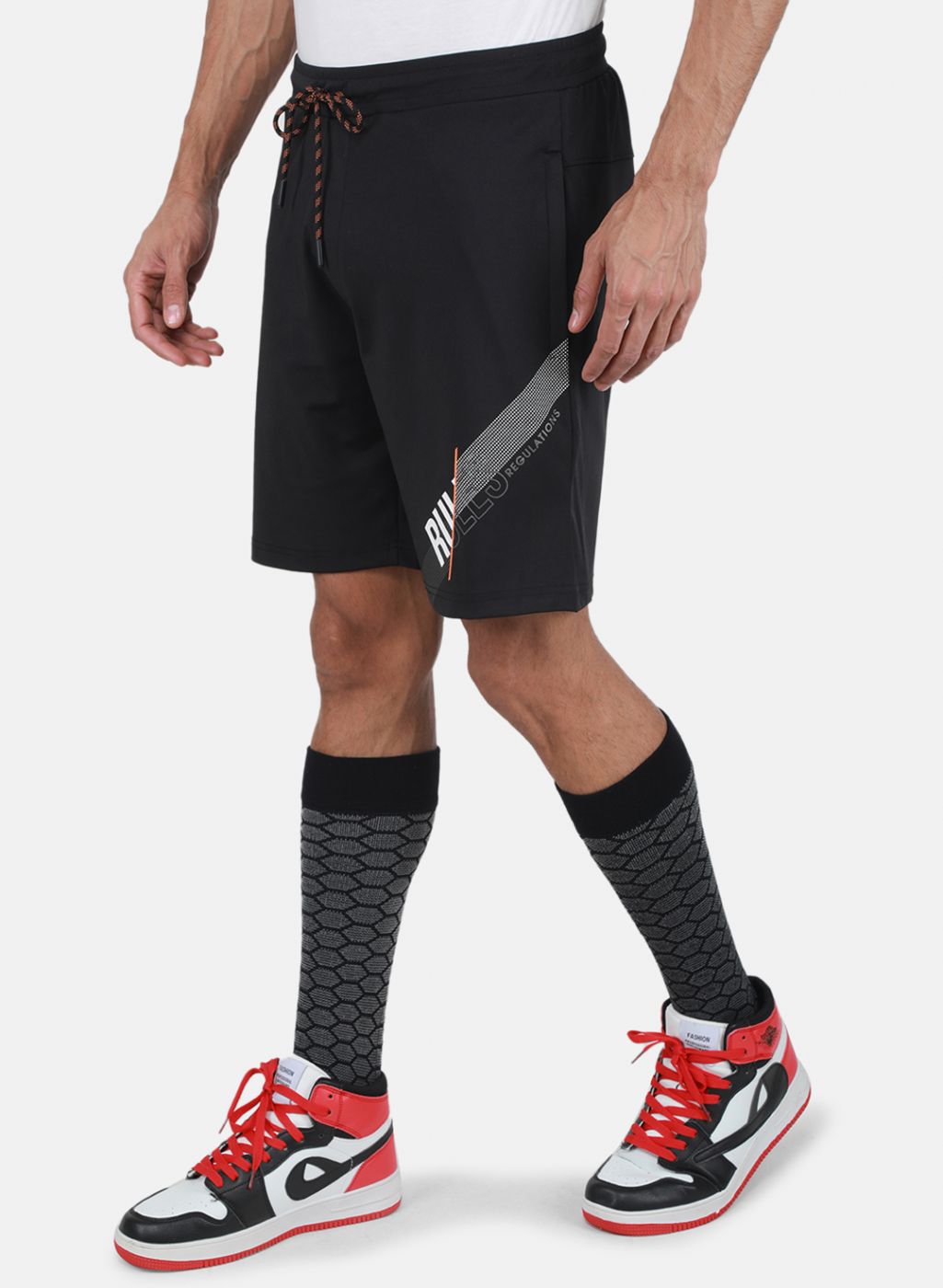 Men Black Solid Bermuda