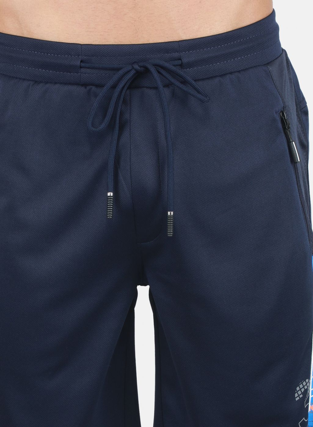 Men White & NAvy Blue Solid Bermuda Set