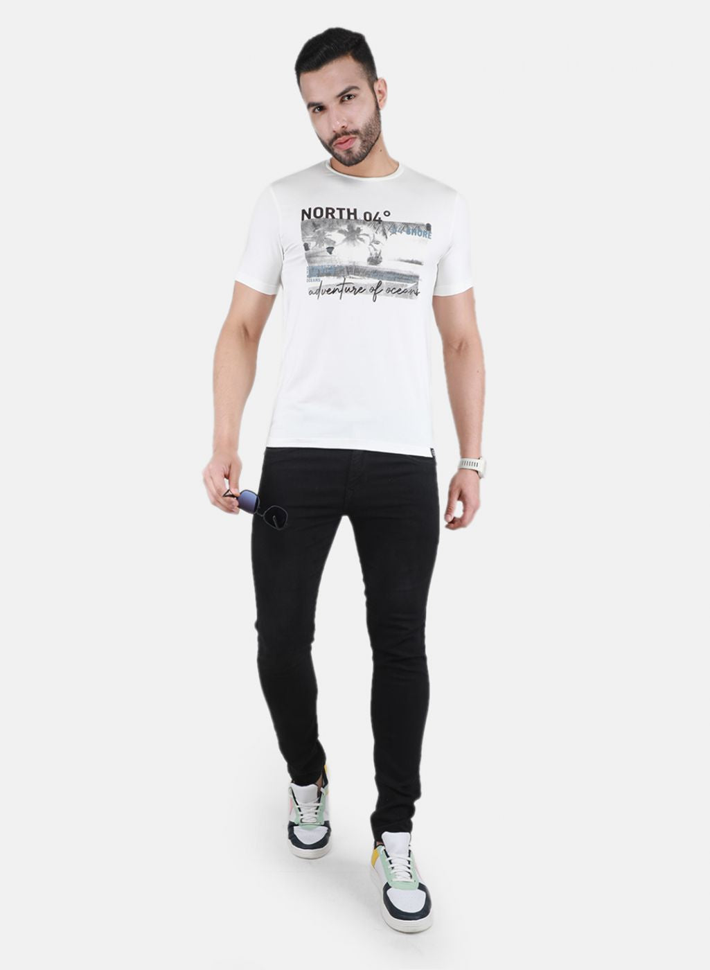 Men Off White Printed T-Shirt