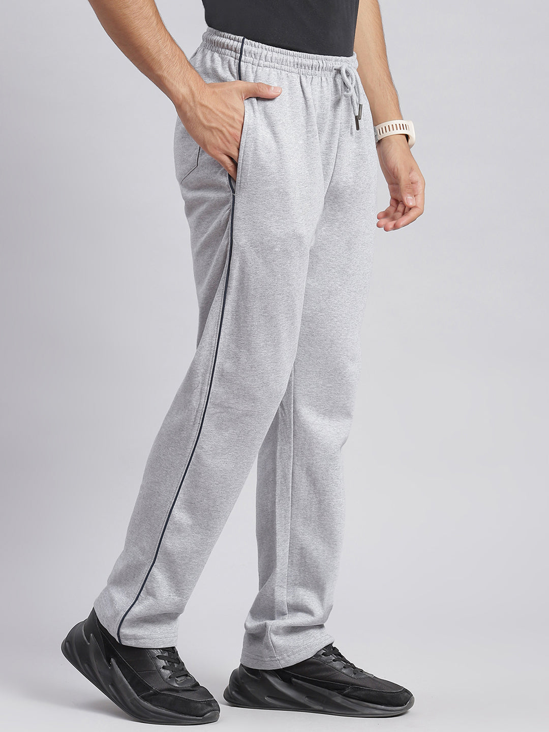 Men Grey Solid Regular Fit Winter Lowers