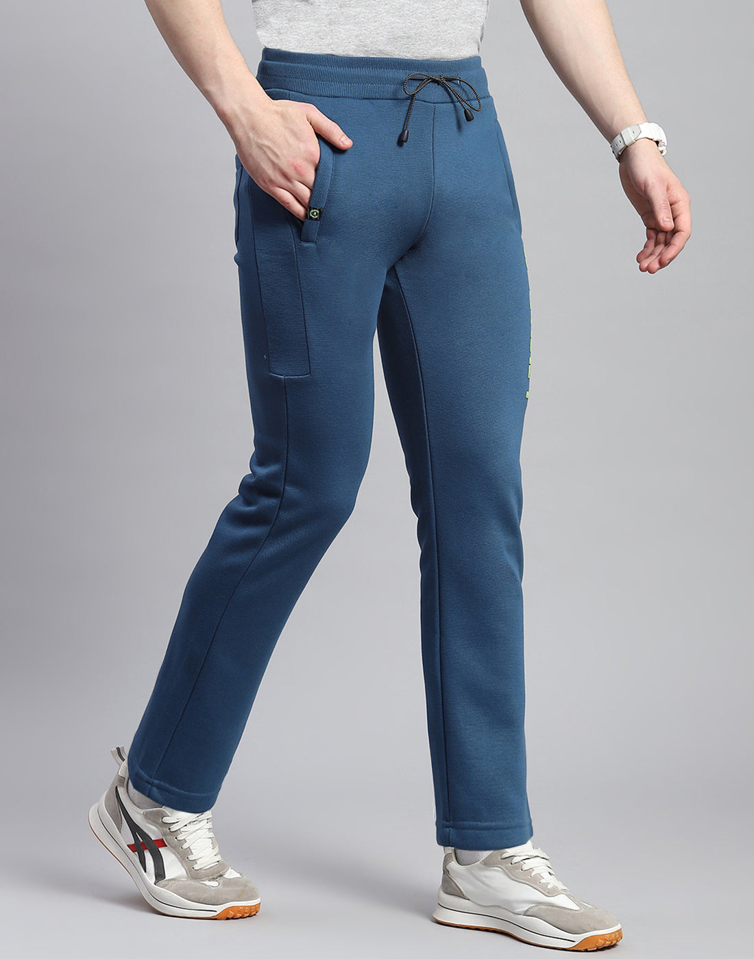 Men Teal Blue Printed Regular Fit Winter Lower