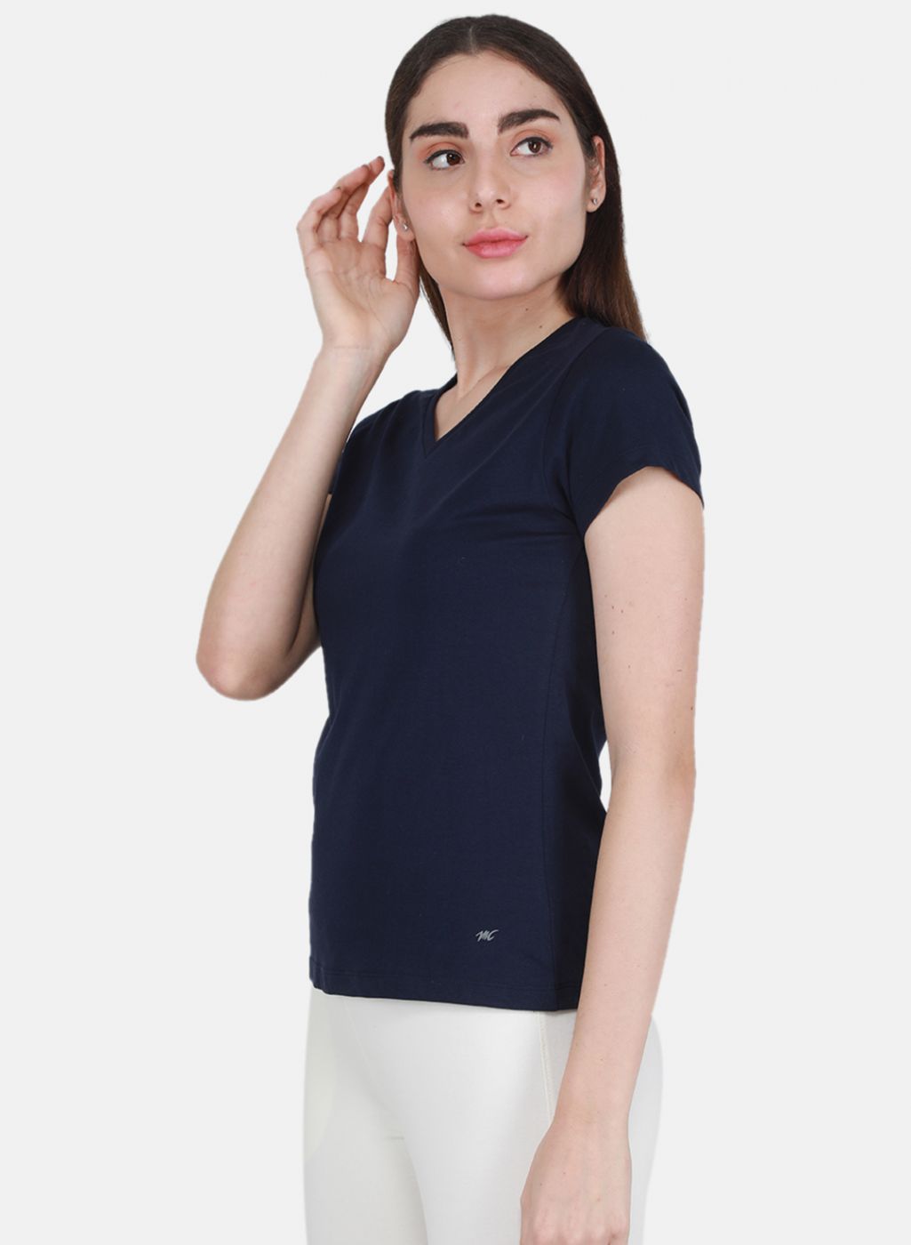 Women Blue & Off White Solid Top 2 Pc Set