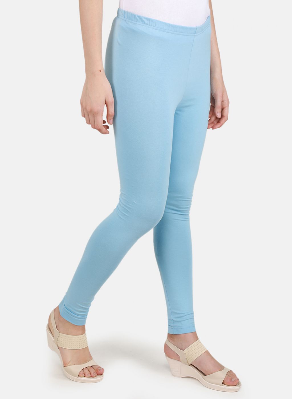 Women Sky Blue Solid Legging