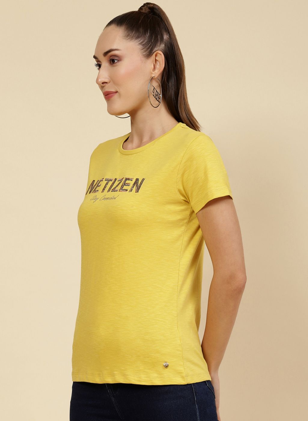 Women Yellow Embroidered Top